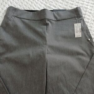 Nwts Pull On Trousers Gray Dress Pants Boot Cut..mid Rise Waist 15.5 Across
